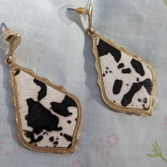 Cow Print Earrings - Picture 2 of 6
